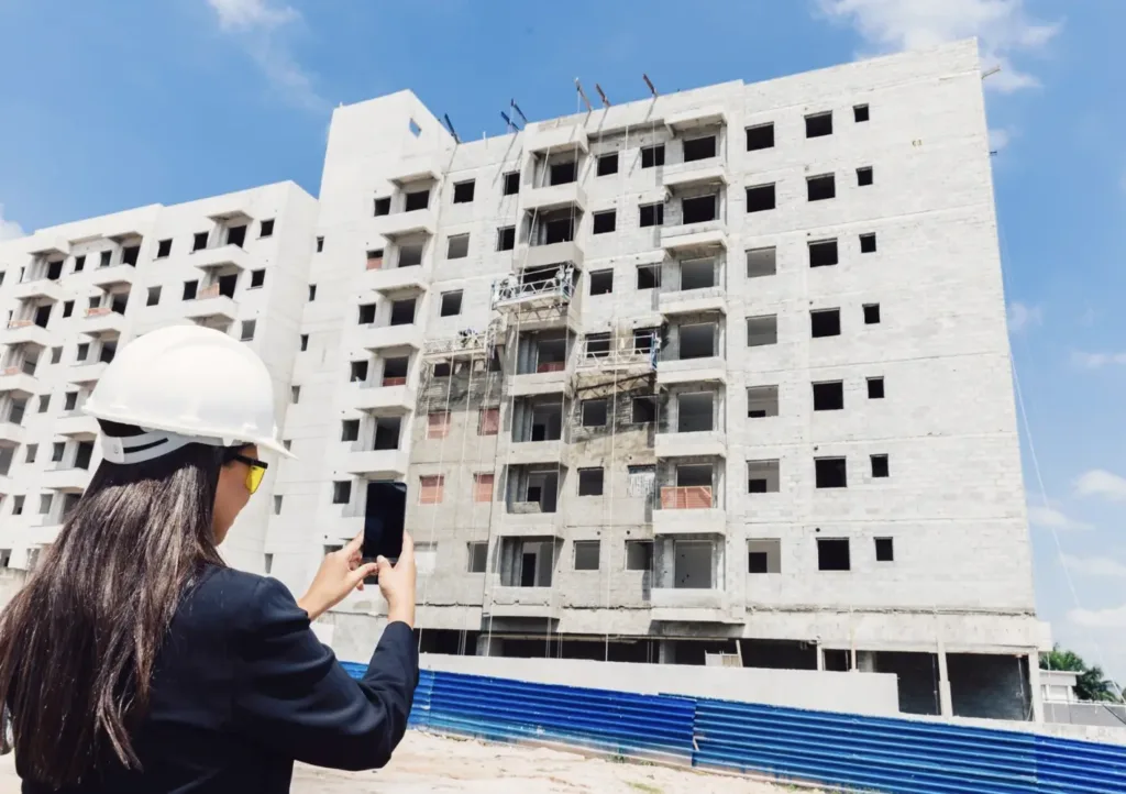 An image of a hotel going through the hotel construction process