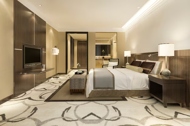 an image of a clean bedroom in a hotel room